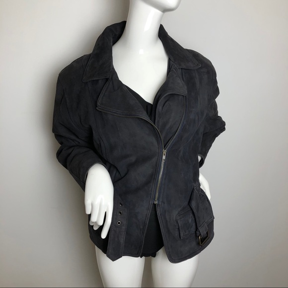 Vintage Genuine Suede Moto Jacket Small Black